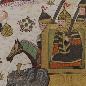 A sage advises Khusraw when to attack, Perisan, late 15th century. Courtesy of The Nelson-Atkins Museum