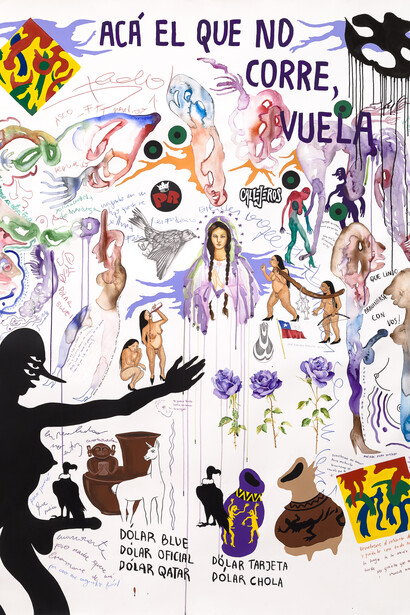 La Chola Poblete, Purple María [Maria Púrpura], da série Virgenes cholas [from the series Chola virgins] (detalhe), 2023. Cortesia da MASP