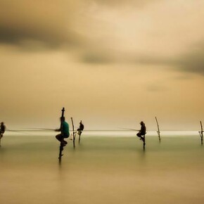 Ron Yue, Stilt Fisherman 2, Archival Digital Pigment, Print on Museum Grade Fine Art Paper, 22" x 40"