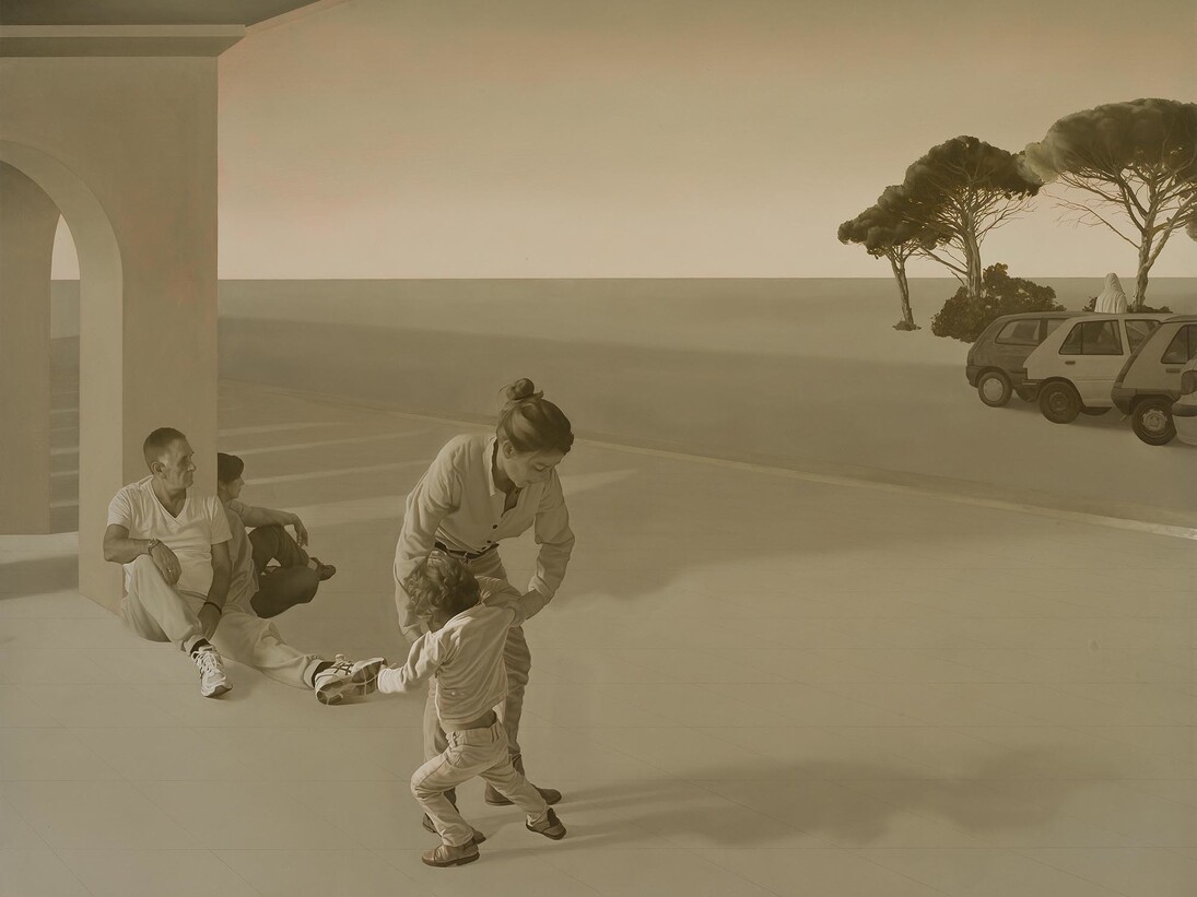 Guillaume Bresson, Sans titre, 2014, Huile sur panneau de bois, 153 x 198 cm (60 1/4 x 78 in.), Courtesy Galerie Nathalie Obadia, Paris/Bruxelles