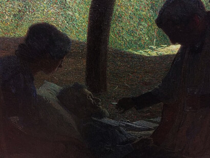 Giuseppe Pellizza da Volpedo, Sul fienile, dettaglio
