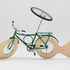 Marepe, Peixe Com Auréola, 2012, Bicycle and ply wood, 42 1/4 x 102 x 24 7/8 inches, (107.3 x 259.1 x 63.2 cm)