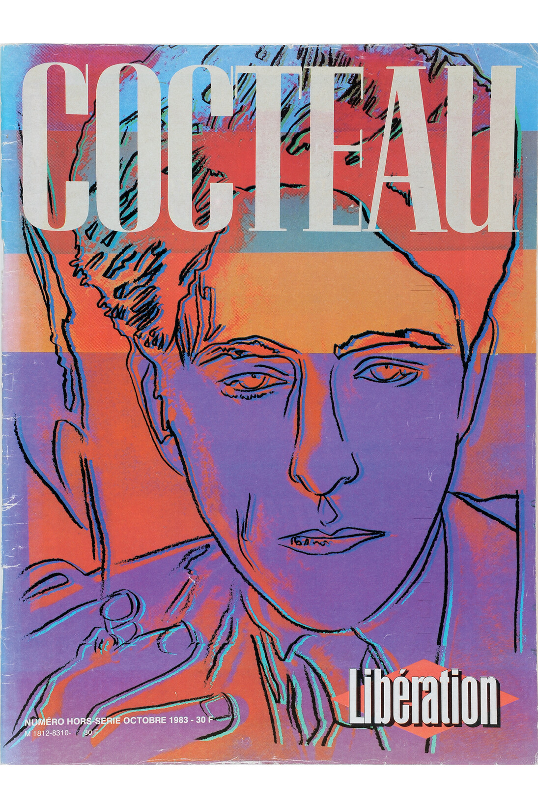 Andy Warhol (1928-1987), Cover for Libération, Special Edition, October 1983, Offset print, 37 X 28 cm. Special edition marking the 20th anniversary of Jean Cocteau’s death. Collection Paul Maréchal. © The Andy Warhol Foundation for the Visual Arts, Inc. / SODRAC (2014)