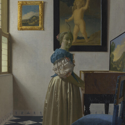 Jan Vermeer van Delft, Dame steht vor einem Virginal. National Gallery, London