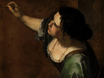 Artemisia Gentileschi, Autoritratto o l'Allegoria della Pittura, particolare
