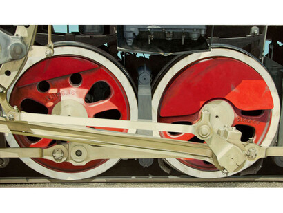 Joe Richards, Red Drivers, 39 x 67 inches, oil on canvas