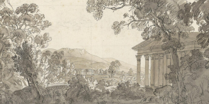 Joseph Rebell (1787–1828), Ideallandschaft mit Tempeln, 1807