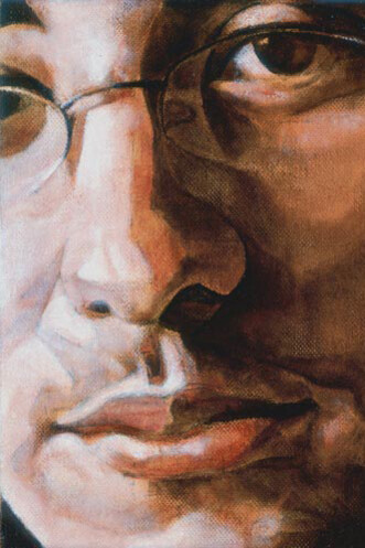 Yossi Mark, Face 1, 2005, pencil and oil on canvas, 16.5 x 13.8 cm