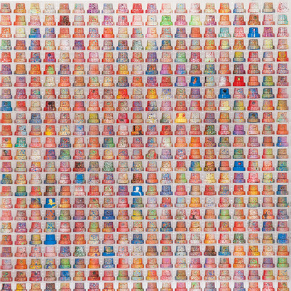 Omar Hassan, Cap 480, 2015, Mixed media, 52 x 52 cm © Omar Hassan/ContiniArtUK