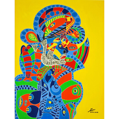 Jörg Guyer, The Indians, Oil on Canvas, 31.5" x 23.5"