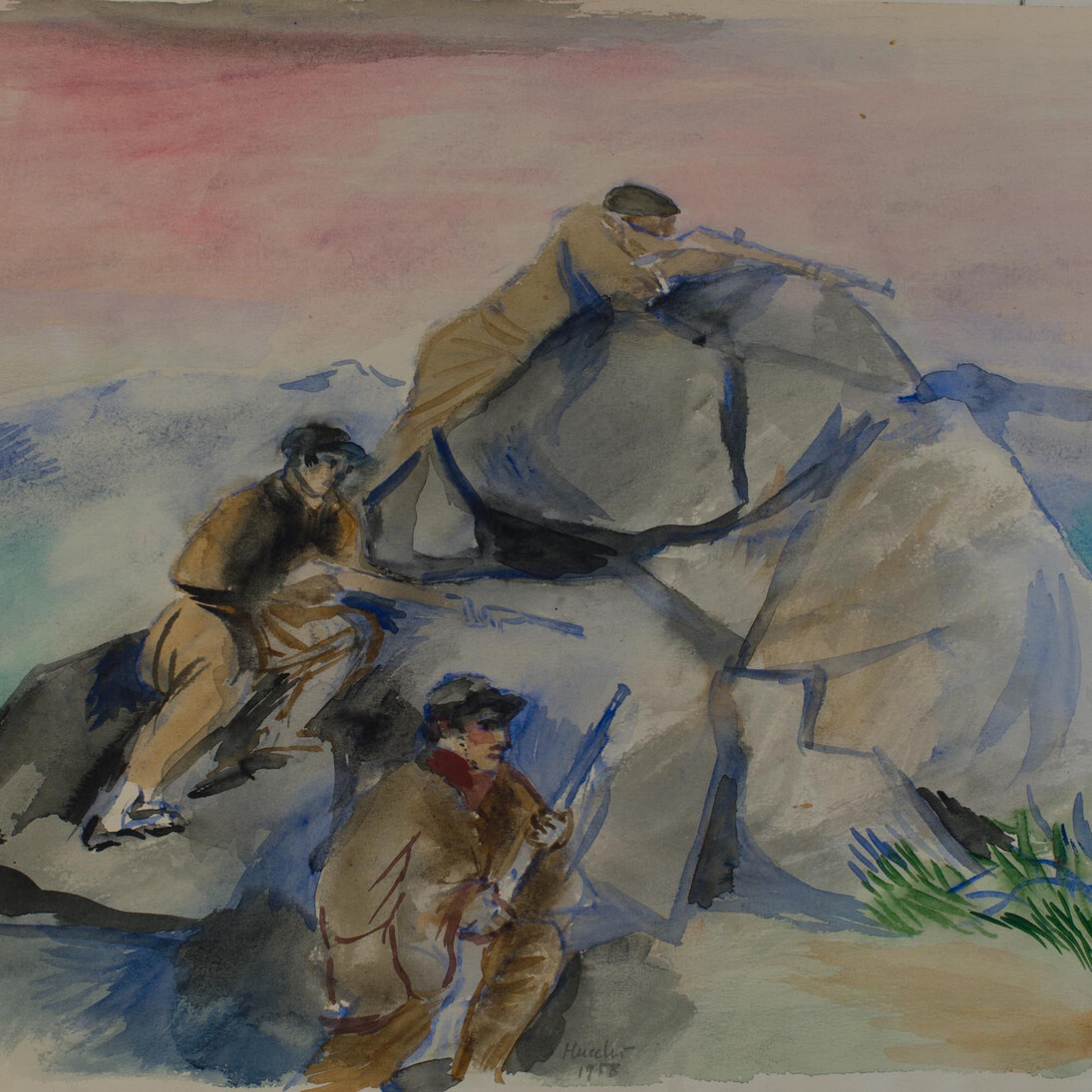 Gabriele Mucchi,
Partigiani II, dettaglio, 1958,
Guache su carta, 30 x 42 cm