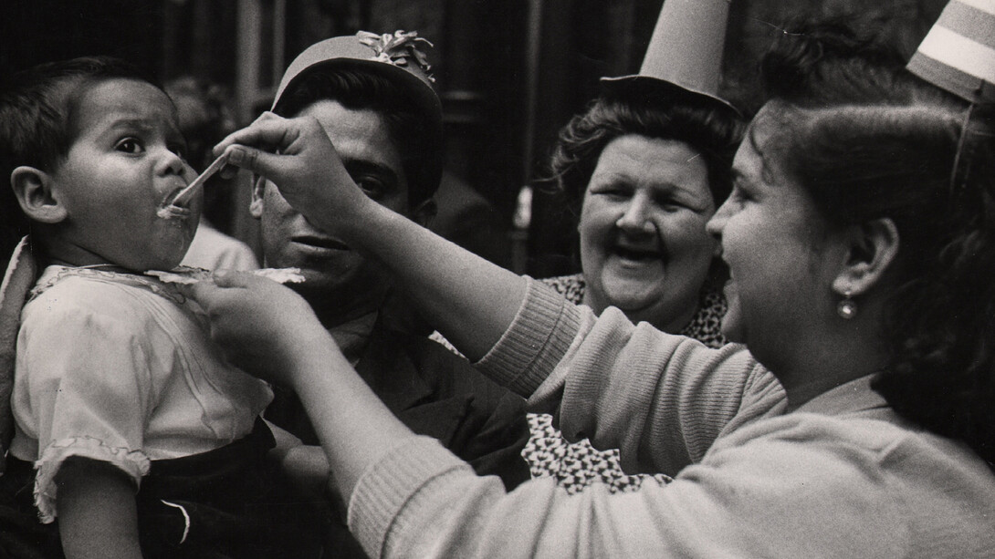 Ernst Haas, Queen’s Coronation Street Party, London, 1952. Vintage silver gelatin print. Estate stamp on print verso. 8 x 11.5 inches © Ernst Haas, courtesy Atlas Gallery