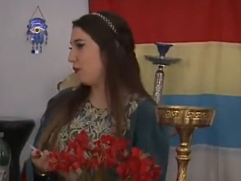 A woman dressed in traditional Lebanese clothes during a celebration of Lebanese culture in Buenos Aires