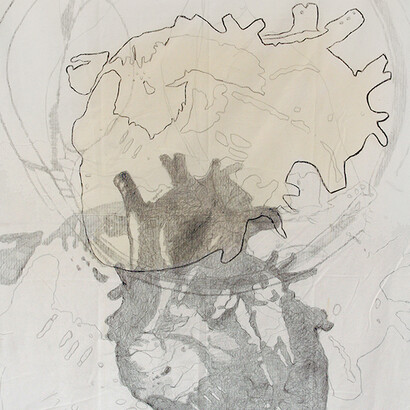 Ottavia Fiameni, Il Messaggio Della Mente, Acrilico e penna litografica su tela grezza di cotone, 89 x 180 x 4 cm, 2014 (dettaglio)  