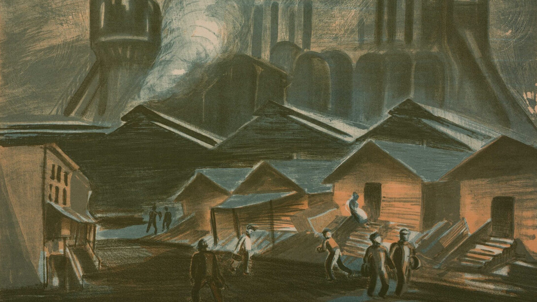 Elizabeth Olds, Steel mills (detail), circa 1935. Courtesy of Blanton Museum of Art