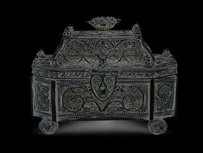 Russian silver filigree box