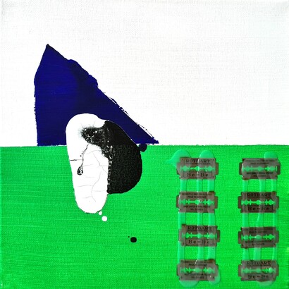 Somiglianza, cm 30x30, tecnica mista su tela. Courtesy of Galleria d’arte Triphè