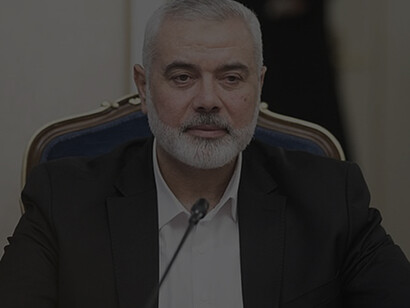 Ismail Abdel Salam Ahmed Haniyeh, born 29 January 1962, a senior political leader of Hamas, at a meeting in Moscow with Konstantin Kosachev, 3 March 2020