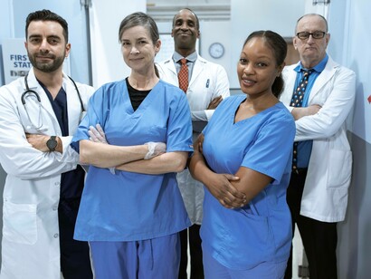 Doctors and nurses of the NHS crossing their arms to let us know they mean business