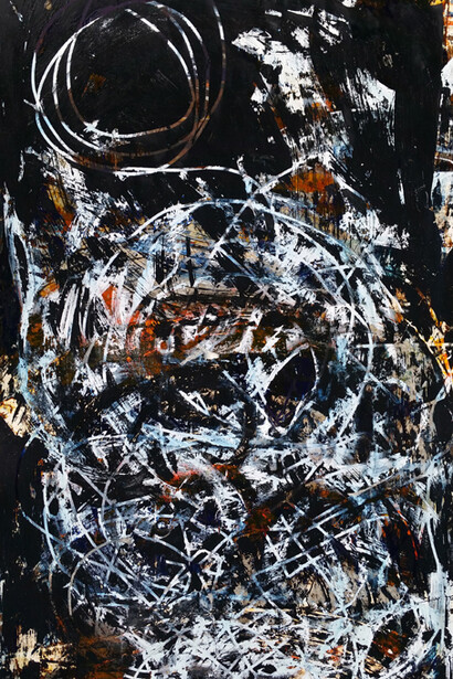 Jorge Enrique, Metallica, Rebirth, mixed media on paper, 41 x 66 x3 in