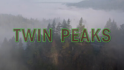 The Twin Peaks title card hints at the show's exploration of the hidden darkness beneath the surface of a seemingly idyllic town