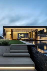 Exterior by Architecture Plus Information (A+I) with Karen Pearse Global Direct. The poolside walkway is paved in sandblasted Ravenna marble from Italy. Photo by Magda Biernat