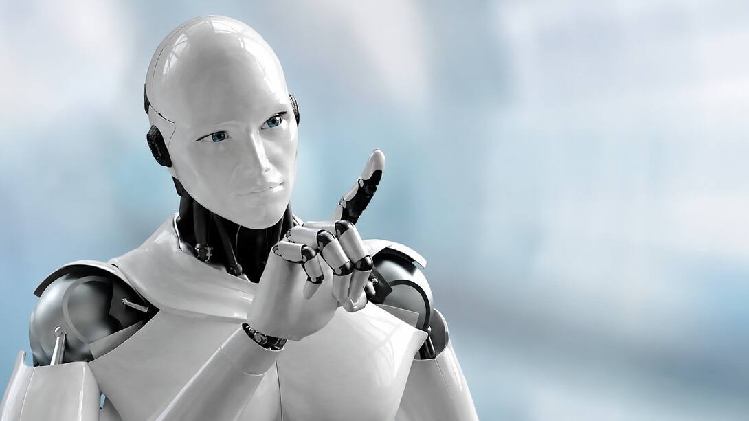 A humanoid robot, symbolizing collaboration between people and artificial intelligence