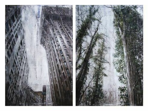 Walter Trecchi, Antropico-Naturale I, 2 x 150 x 100 cm, mixed media on canvas, 2010