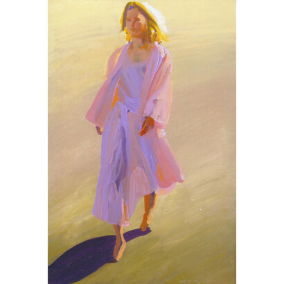 Small Pink Woman Crossing, 1987, 30 x 20 inches oil on canvas by William Clutz