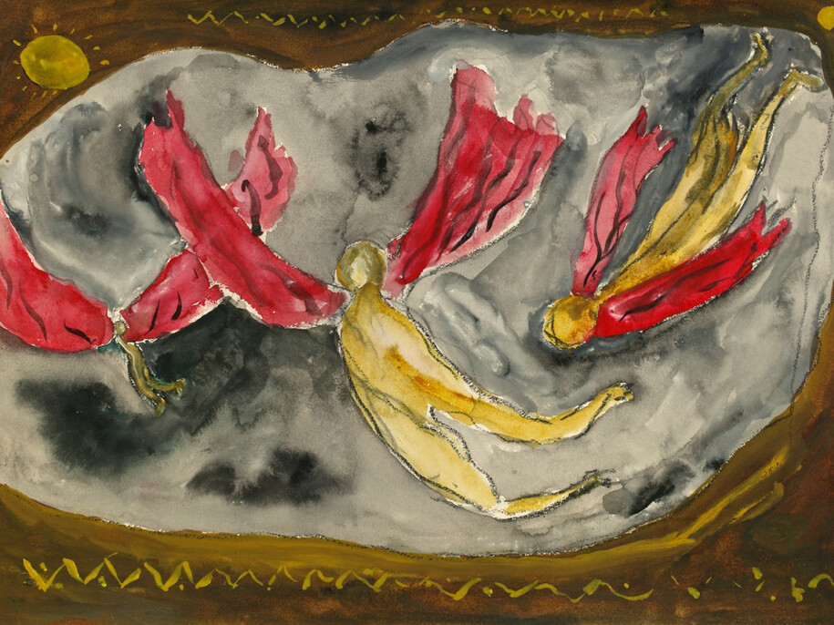 Patrick Hall, Three Angels, (Thailand Series), 2014, mixed media on paper, 42 x 60 cm