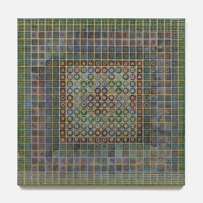 Trishla Jain, Ancient, 2023. Ink and watercolor on canvas, 24 x 24 in. Courtesy of Glass Rice Gallery