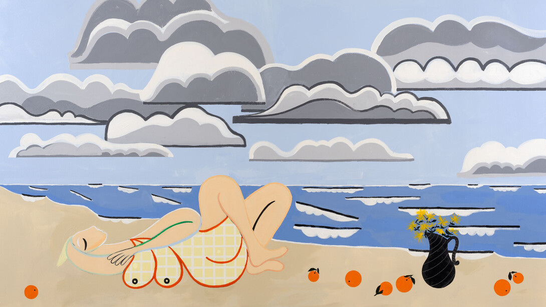 Farah Atassi, Lone bather and clouds 2, 2024. Courtesy of the artist and Almine Rech. Photo: Nicolas Brasseur
