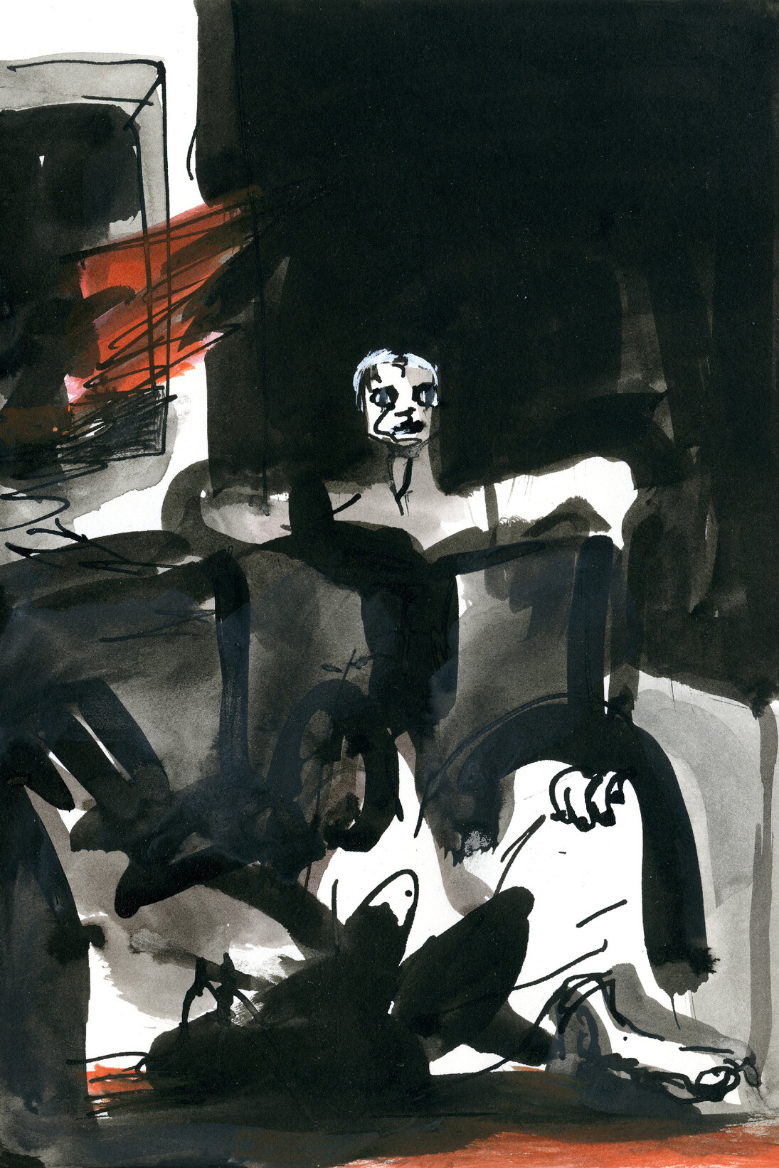 Moyna Flannigan, Drawing number 44, 2015, Indian ink & gouache, 8 1/4 x 5 3/4 in/
21 x 14.5 cm