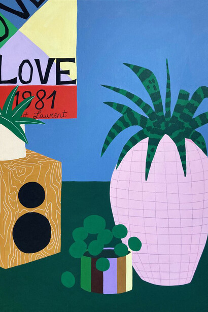 HelloMarine, Jardins. Acrylic on canvas, 23.6” x 31.4”. Courtesy of Legion Projects