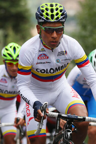 El ciclista Nairo Quintana al frente del equipo nacional de Colombia