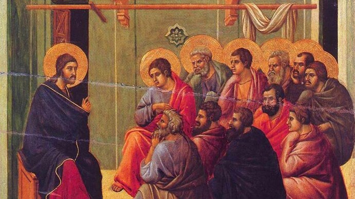 Duccio di Buoninsegna, Cristo si congeda dagli Apostoli, tra il 1308 e il 1311, da Maestà del Duomo di Siena, Italia
