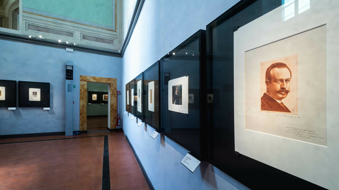 Various artists, Self-portraits on paper by 19th-century masters, exhibition view. Courtesy of Gallerie degli Uffizi