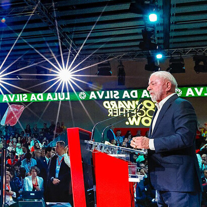 Am 17. und 18. April fand in Barcelona der Weltgipfel des Progressismus namens Global Progressive Mobilisation (GPM) statt. Bild: Der brasilianische Präsident Luis Lula da Silva  