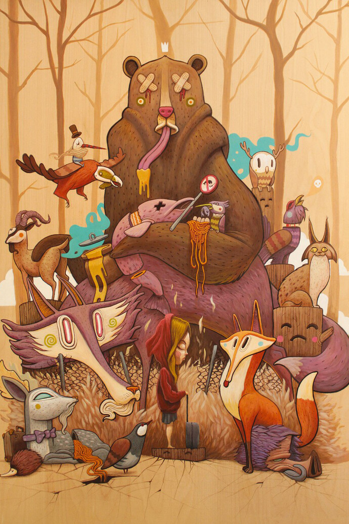 Dulk, Europa, Acrylic and marker on wood, 70 x 100 cm, 2015