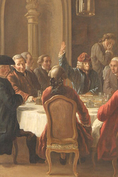 Jean Huber, La cena de los filósofos (detalle)
