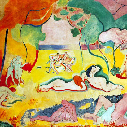 Gioia di vivere, Henri Matisse, (1906). Generalmente, nelle opere pittoriche, alla gestualità dei volti e alle pose dei corpi si aggiunge il colore