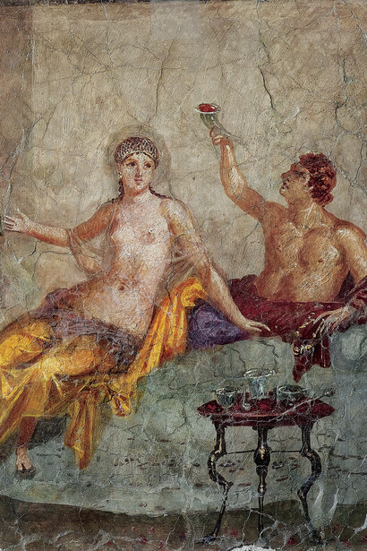 Fresco of a banquet scene
Painted plaster
Herculaneum
Museo Archeologico Nazionale di Napoli (MANN)

