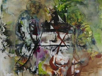 Robert Muntean, Returner, 2013, oil on canvas, 180 x 300 cm