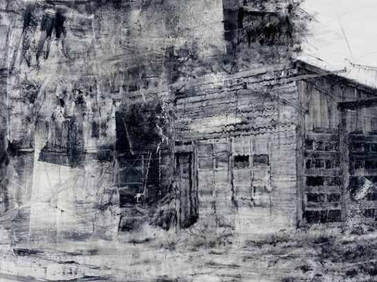 Damian Stamer: Patrick Rd., 2013, oil on panel, 48 x 72 inches