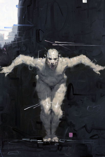 Wainer Vaccari, Tuffatore, 2014, olio su tela, 160 x 120 cm 