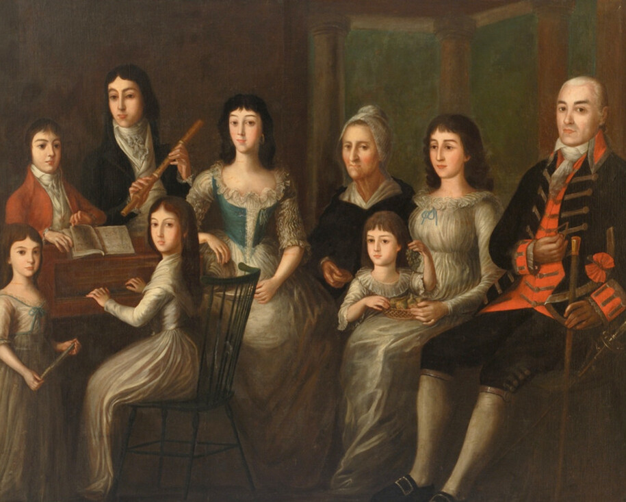 The Family of Dr. Joseph Montegut (c. 1797) by Josef Xavier Francisco de Salazar y Mendoza (c. 1750-1802) of New Orleans.