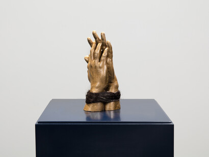 Black Tresses 2016, Bronze, human hair, 24 x 15 x 10 cm (without plinth). Courtesy the Artist and Rampa, Istanbul © Chroma (André Carvalho & Tuğba Karatop)