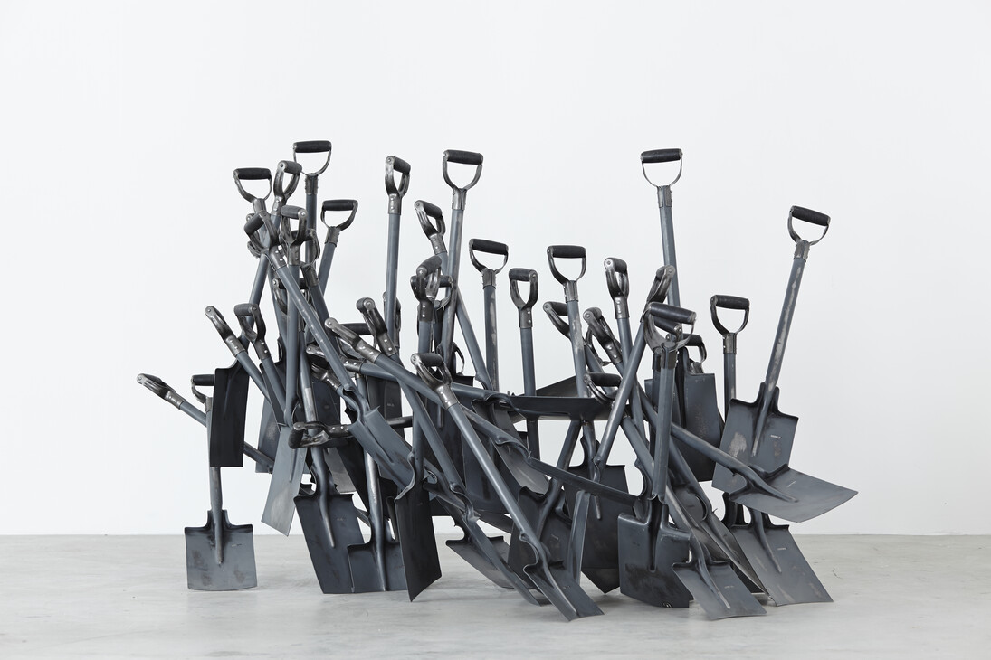 Michele Mathison, Dig Down, 2014, Steel and enamel, 132 x 220 x 104 cm, Copyright Michele Mathison, Courtesy Tyburn Gallery