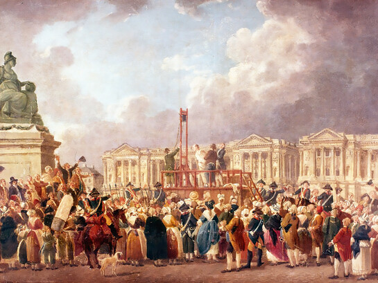 Execution by Guillotine in Paris during the French Revolution, 1790s is a 1793–1807 oil painting by Pierre-Antoine Demachy (1723–1807), depicting a public execution at the Place de la Révolution (modern Place de la Concorde)