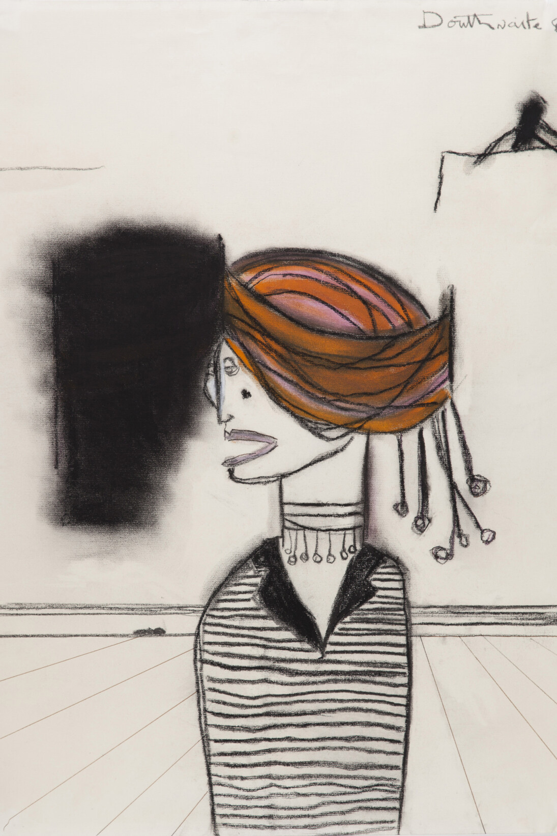 Pat Douthwaite, Woman with a Turban, 1980, charcoal & pastel, 62 x 48 cm